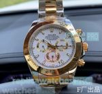 Rolex Daytona Replica Watch Yellow Gold Bezel SS White Dial 